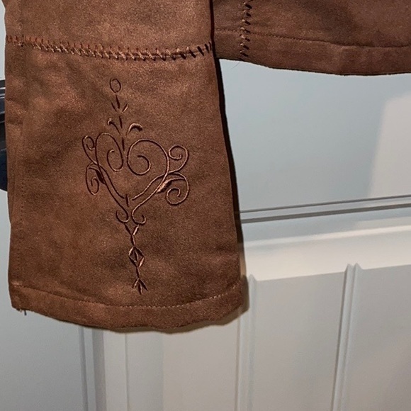 Parallel L Faux Suede Jacket Long Full Sleeves Brass Buttons closure with Ties - Picture 11 of 16